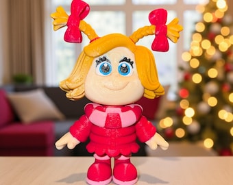 Cindy Lou Who Inspired Christmas Figurine • Whoville Holiday Decor • Grinchmas Collectible