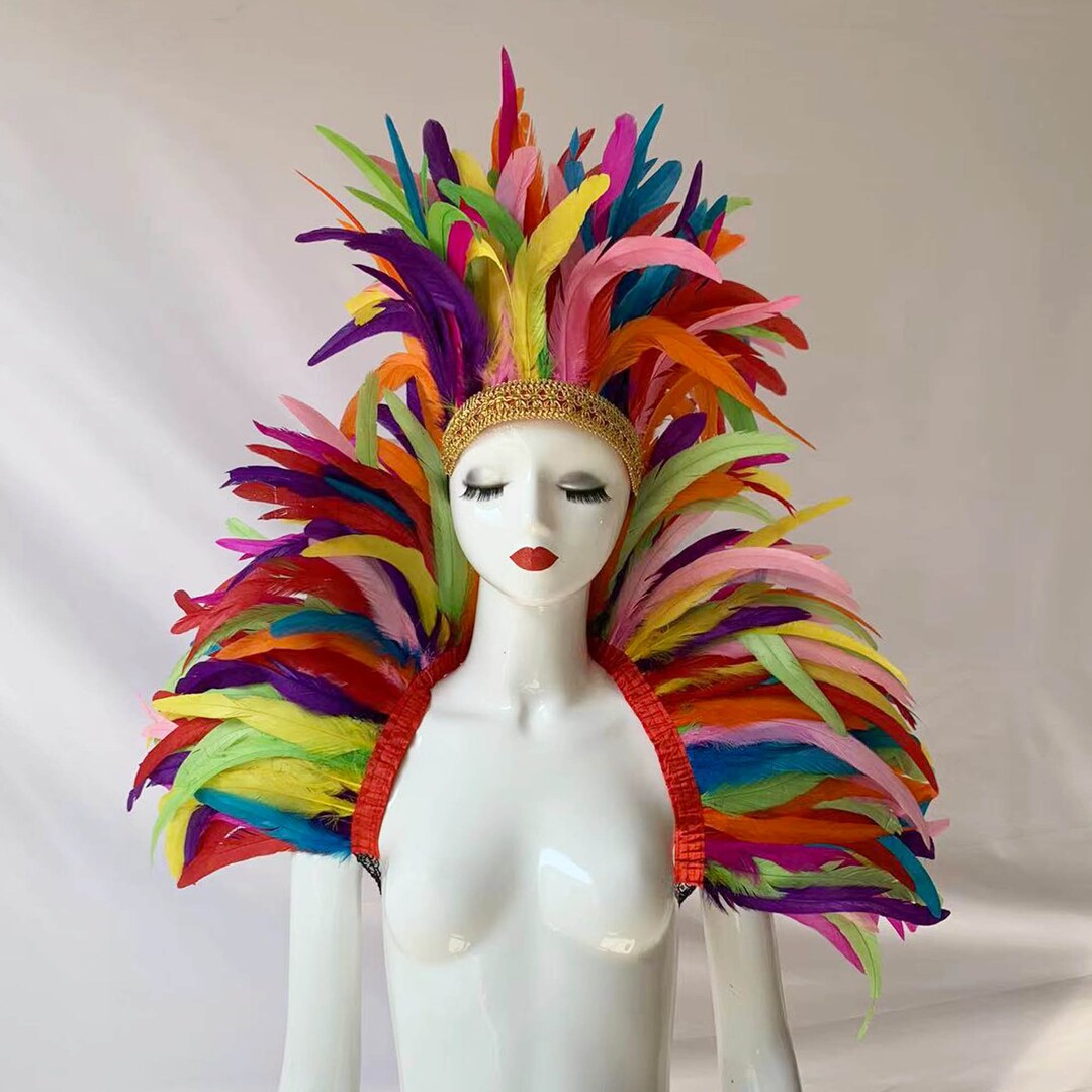 4tone Mix Color Feather Shawl, Showgirl Feather Shawl ,carnival