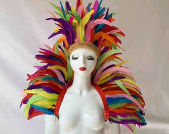 4-tone mix kleur veren sjaal, showgirl veren sjaal, carnaval kostuum veer enkel manchet, haan veer warp, veren top