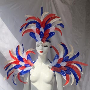 Carnival Feather Headpiece/Crystals Headpiece/custom carnival headdress/Crystals Shoulder