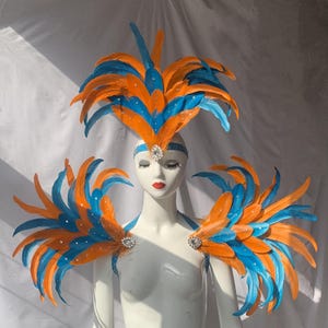 Carnival Feather Headpiece/Crystals Headpiece/custom carnival headdress/Crystals Shoulder