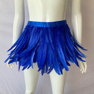 Couleur 4 tons, châle en plumes bleu showgirl, haussement d'épaules en plumes pour costume de carnaval, chaîne en plumes de coq, haut en plumes image 7
