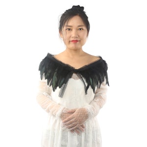 Halloween Costumes/Black Feather Shawl/Black Feather Cape for Maleficent/Raven, Gatsby/Evening Gown Shawl