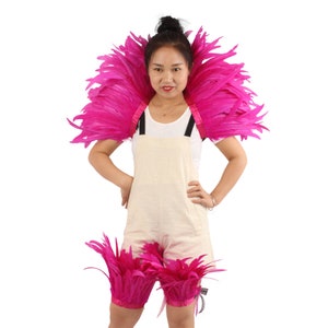 4-tone  Feather Shawl, Showgirl Feather Shawl ,Carnival  Costume Feather Ankle Cuff,Rooster Feather Warp,Feather Top