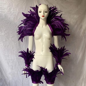 4-tone Purple Color Feather Shawl, Showgirl Feather Shawl ,Carnival  Costume Feather Ankle Cuff,Rooster Feather Warp,Feather Top