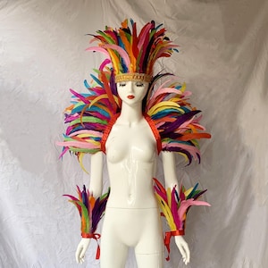 4-tone Mix Color Feather Shawl, Showgirl Feather Shawl ,Carnival  Costume Feather Ankle Cuff,Rooster Feather Warp,Feather Top