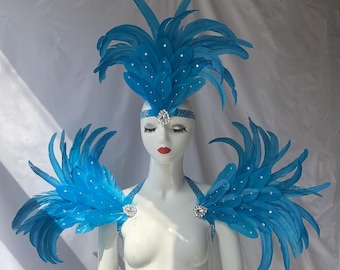 See Blau Karneval Feder Kopfschmuck/Kristall Kopfschmuck/karneval Kopfschmuck/Kristall Schulter