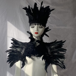 Halloween Costumes Black Feather Shrug /Black Feather Shoulder/Black Feather Ankle Cuff/Black Feather Wrist Cuff