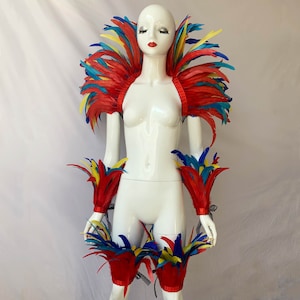 4-tone Color, Showgirl Feather Shawl ,Carnival  Costume Feather Shrug,Rooster Feather Warp,Feather Top