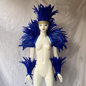 4-tone Color, Showgirl Blue Feather Shawl ,Carnival  Costume Feather Shrug,Rooster Feather Warp,Feather Top