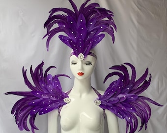 Lila Karneval Feder Kopfschmuck/Kristall Kopfschmuck/Karneval Kopfschmuck/Kristall Schulter