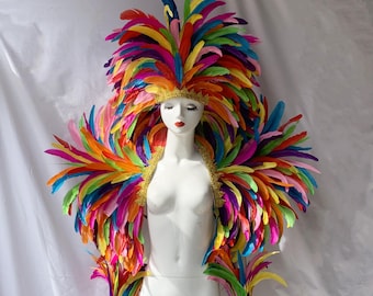Colorful Big Size Carnival Feather Headpiece/Carnival Costumes/Carnival Headdress/Festival Feather headpiece/Festival Feather Headpiece