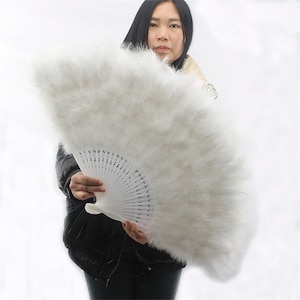 Large Marabou Feather Fan: Bridal Wedding Burlesque Dance (80x45cm)