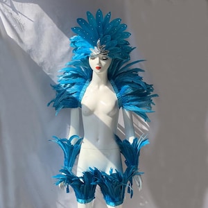 Colorful Carnival Feather Headpiece/Crystals Headpiece/custom carnival headdress/Crystals Shoulder