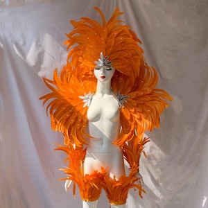 Big Size Crystal Diamonds Carnival Feather Headpiece/Carnival Costumes/Carnival Headdress/Festival Feather headpiece/Feather Shoulder