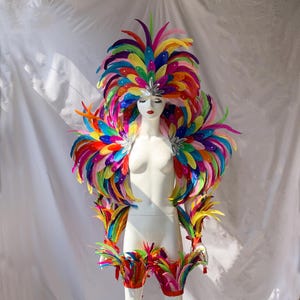 Big Size Crystal Diamonds Carnival Feather Headpiece/Carnival Costumes/Carnival Headdress/Festival Feather headpiece/Feather Shoulder