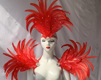 Roter Karneval Feder Kopfschmuck/Kristall Kopfschmuck/Karneval/ Karneval Kopfschmuck/ Kopfschmuck mit Kristallen