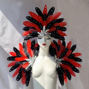 Carnival Feather Headpiece/Crystals Headpiece/custom carnival headdress/Crystals Shoulder