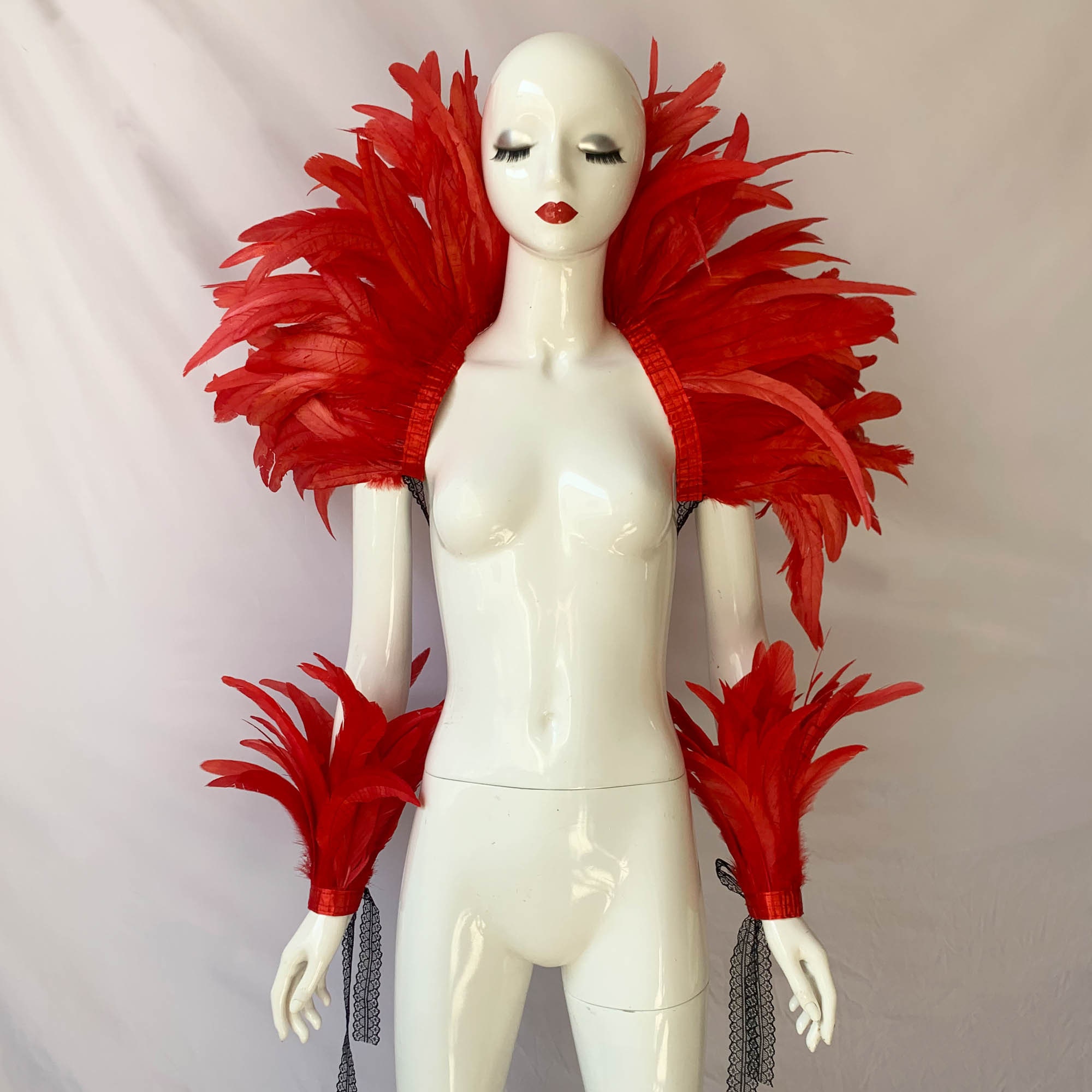 Red Feathers With Red Trim Collar Elton John Inspired Rocketman