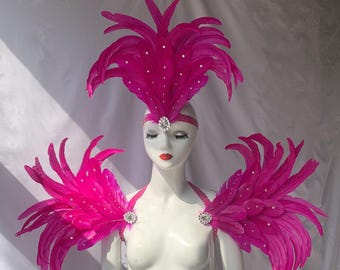 Pinker Karneval Feder Kopfschmuck/Kristall Kopfschmuck/ Karneval Kopfschmuck/ Kopfschmuck/ Kristalle Schulter