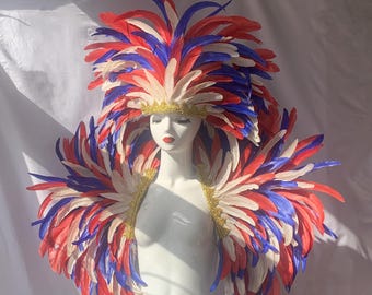 Colorful Big Size Carnival Feather Headpiece/Carnival Costumes/Carnival Headdress/Festival Feather headpiece/Festival Feather Headpiece