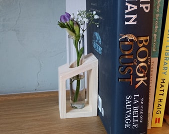 Desktop plant propagation vase, Small wooden propagation vase, Hydroponic plant vase