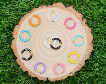 Enamel Stainless Steel Hoop Earrings