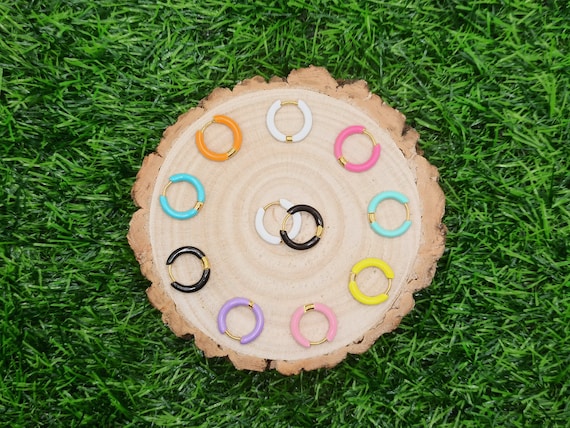 Enamel Stainless Steel Hoop Earrings