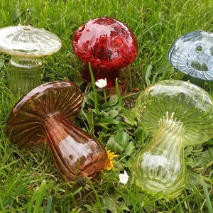 glass mushroom vase in different colours