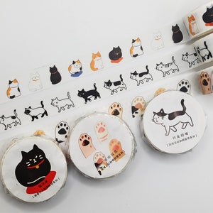 Cats washi tape, cat paw washi tape, black cat washi tape, kittens masking tape, Cat lover gift, stationery washi tape