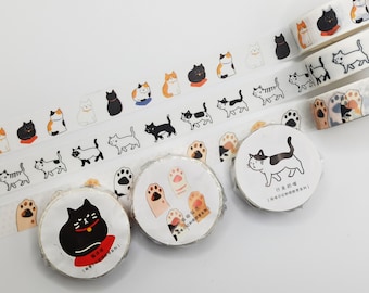 Cats washi tape, cat paw washi tape, black cat washi tape, kittens masking tape, Cat lover gift, stationery washi tape