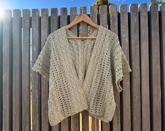 Crochet Kimono Cardigan Pattern: Easy Lace Design, Open Front Cardigan (Digital Download)