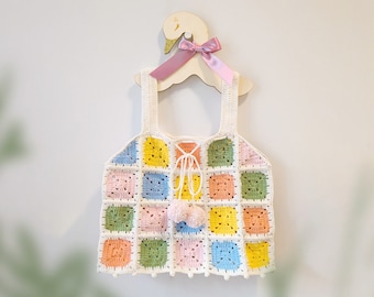 Crochet Pattern Granny Square Tank Top, Summer Crop Top Crochet Pattern, Easy Crochet Top Pattern, Cute Tank Top Crochet Pattern