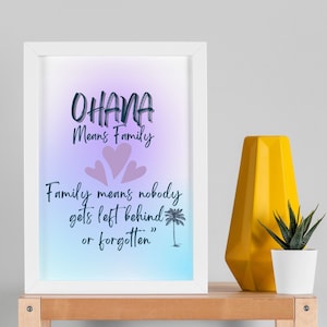 OHANA- Means Family, Family means nobody  gets left behind  or forgotten”