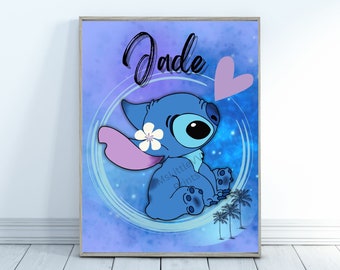 Personalized Digital Stitch Name Poster. Digital Download. Lilo and Stitch Wall Prints. Stitch Lovers. Custom Name. Digital File Print