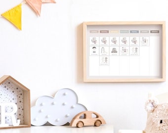 Weekly plan magnetic board A4 children's beige colorful