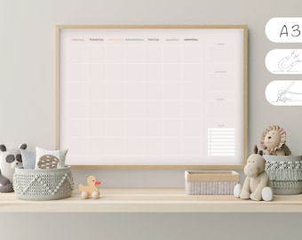 Magnetic calendar for children Montessori inspired, writable and wipeable