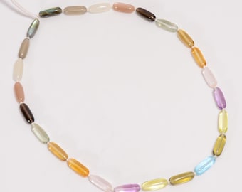 Multi Gemstone Necklace: Oval Semi-Precious Stone Beads, 18"