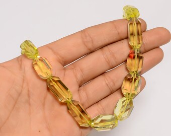 天然レモンクォーツ ティアドロップ ビーズ ネックレス - 1 ライン