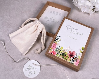 Gift box “SUMMER” | Gift box | Wedding gift | Money gift personalized with name, cotton bag + pendant