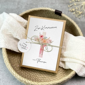 Geschenkschachtel zur Konfirmation, Kommunion, Firmung, Geldgeschenk | Geschenk personalisiert | Baumwollsäckchen + Anhänger, 604040