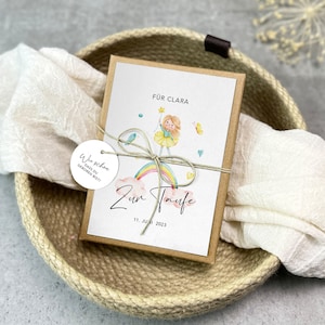 Geschenkschachtel CLARA zur Taufe | Geldgeschenk zur Taufe| personalisiert mit Namen, Baumwollsäckchen + Anhänger