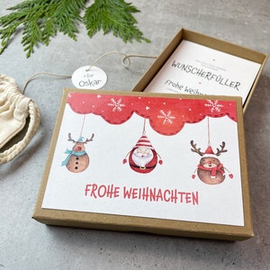 Geschenkschachtel Weihnachten Anhänger, Weihnachtsgeschenk, Gutscheinverpackung, Geldgeschenk Weihnachten personalisiert, Säckchen, Anhänger