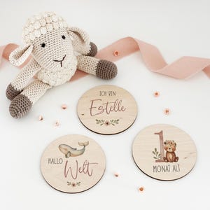 Meilensteine aus Holz, Meilensteinkarten, personalisiert, Geschenk zur Geburt, Babygeschenk, Babyparty, Schwangerschaft, Mädchen, 141075