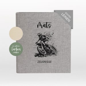 Zeugnismappe, Zeugnisordner, Leinen, Geschenk, Schule, Zeugnisse, Schulkind, Einschulung, Schulanfang, Schulwechsel, Motocross, 401055