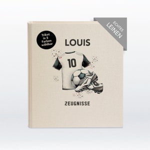 Zeugnismappe, Zeugnisordner, Geschenk personalisiert, Zeugnisse, Schulkind, Einschulung Junge Mädchen, Fußballspieler, Fußball, 401060