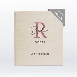 Zeugnismappe, Zeugnisordner, Dokumente, Mädchen, Geschenk, Schule, Zeugnisse, Schulkind, Einschulung, Schulanfang, Leinen, beige, 407004