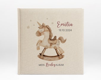 Fotoalbum, Fotoalbum personalisiert, Baby, Geschenk, Geburt, Kind, Erinnerungsalbum, Babyalbum Taufgeschenk, Mädchen, Einhorn, Boho, Nr. 85