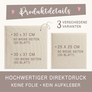 Fotoalbum, personalisiert, Familienalbum, Erinnerungsalbum, Geschenk, Geburtstag, Hochzeit, Wildblumen, Leinen, beige, Nr. 82 Bild 5