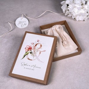 Geschenkschachtel HOPE Geschenkbox Geschenk zur Hochzeit Geldgeschenk personalisiert mit Namen, Baumwollsäckchen Anhänger Bild 7